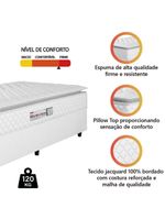 Cama Box Solteiro Colchão Espuma D33 Pillow Top New Millenium 88x188x57cm Branco Hellen – Suporta Até 120 Kg Por Pessoa