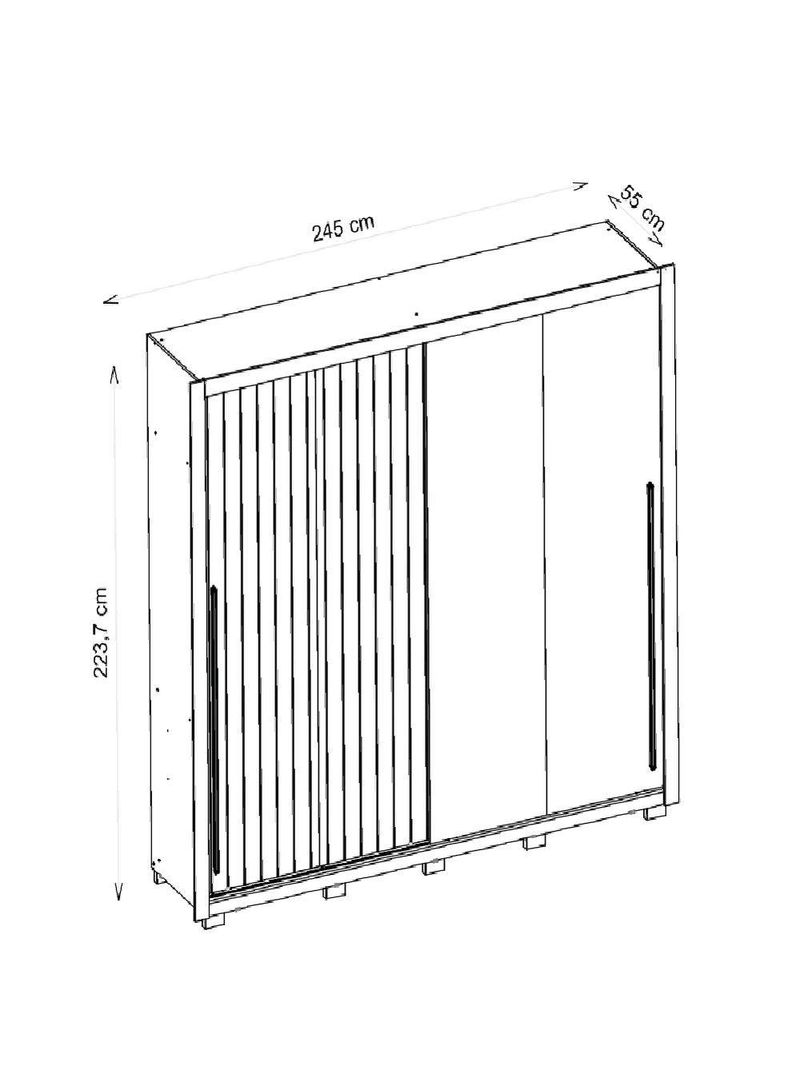 Guarda Roupas Casal Ripado Espelho 2 Portas 4 Gavetas Eloa