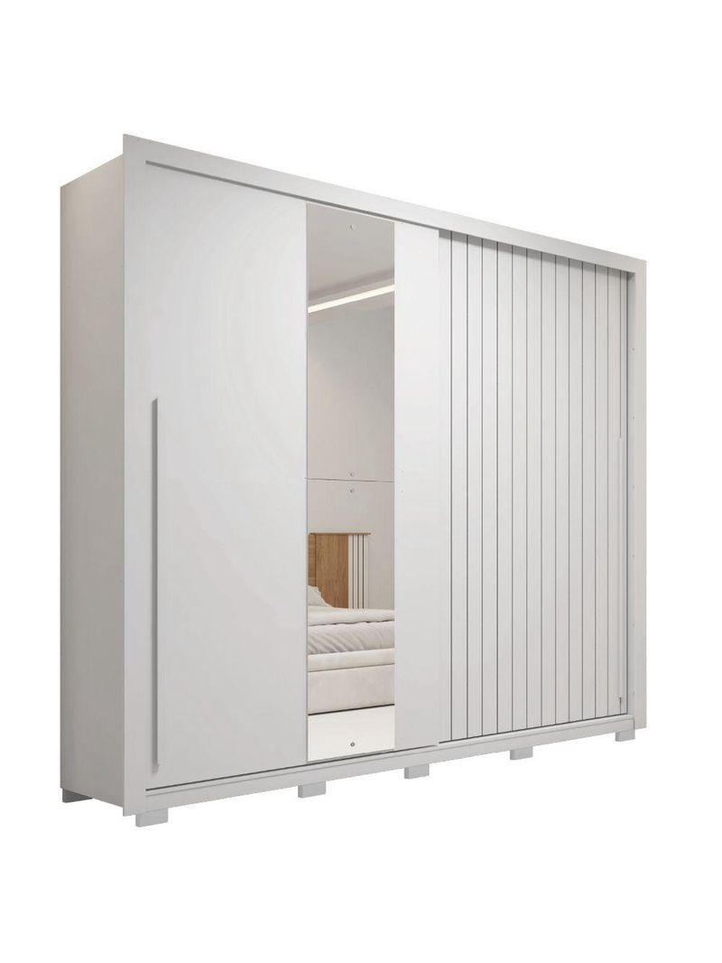 Guarda Roupas Casal Ripado Espelho 2 Portas 4 Gavetas Eloa