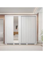 Guarda Roupas Casal Ripado Espelho 2 Portas 4 Gavetas Eloa