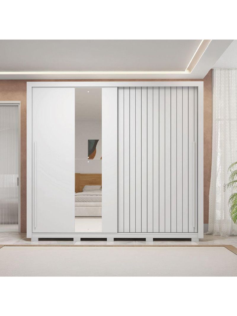 Guarda Roupas Casal Ripado Espelho 2 Portas 4 Gavetas Eloa