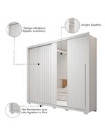 Guarda Roupas Casal Ripado Espelho 2 Portas 4 Gavetas Eloa