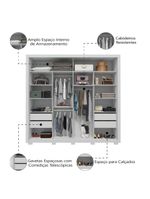 Guarda Roupas Casal Ripado Espelho 2 Portas 4 Gavetas Eloa