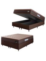 Cama Box Baú Casal Queen Colchão Espuma D33 Pillow Top Millenium Suede Marrom Hellen