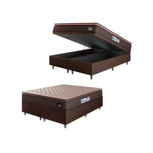 Cama Box Baú Casal Queen Colchão Espuma D33 Pillow Top Millenium Suede Marrom - Hellen