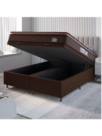 Cama Box Baú Casal Queen Colchão Espuma D33 Pillow Top Millenium Suede Marrom Hellen