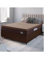 Cama Box Baú Casal Queen Colchão Espuma D33 Pillow Top Millenium Suede Marrom Hellen