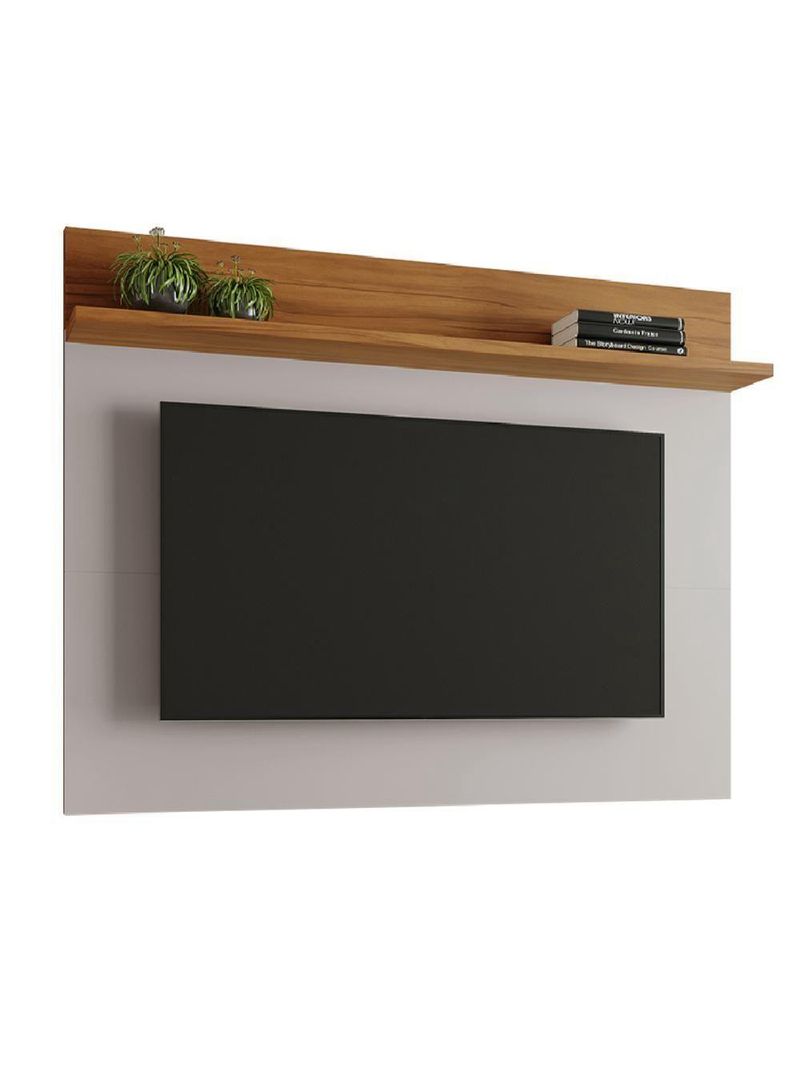Painel Para Tv Smart Até 50 Polegadas Nt 1185 Notável Off White / Freijó Trend 1,35m Preto