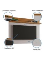 Painel Para Tv Smart Até 50 Polegadas Nt 1185 Notável Off White / Freijó Trend 1,35m Preto