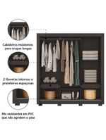 Guarda Roupas Casal Com Espelho 3 Portas Preto