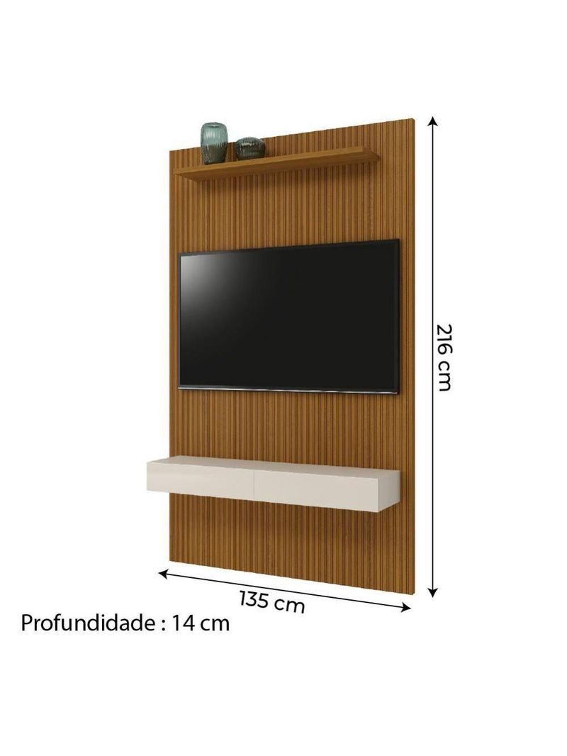 Painel TV Até 55" Ripado Egeo Com Nicho 1,35m Cedro