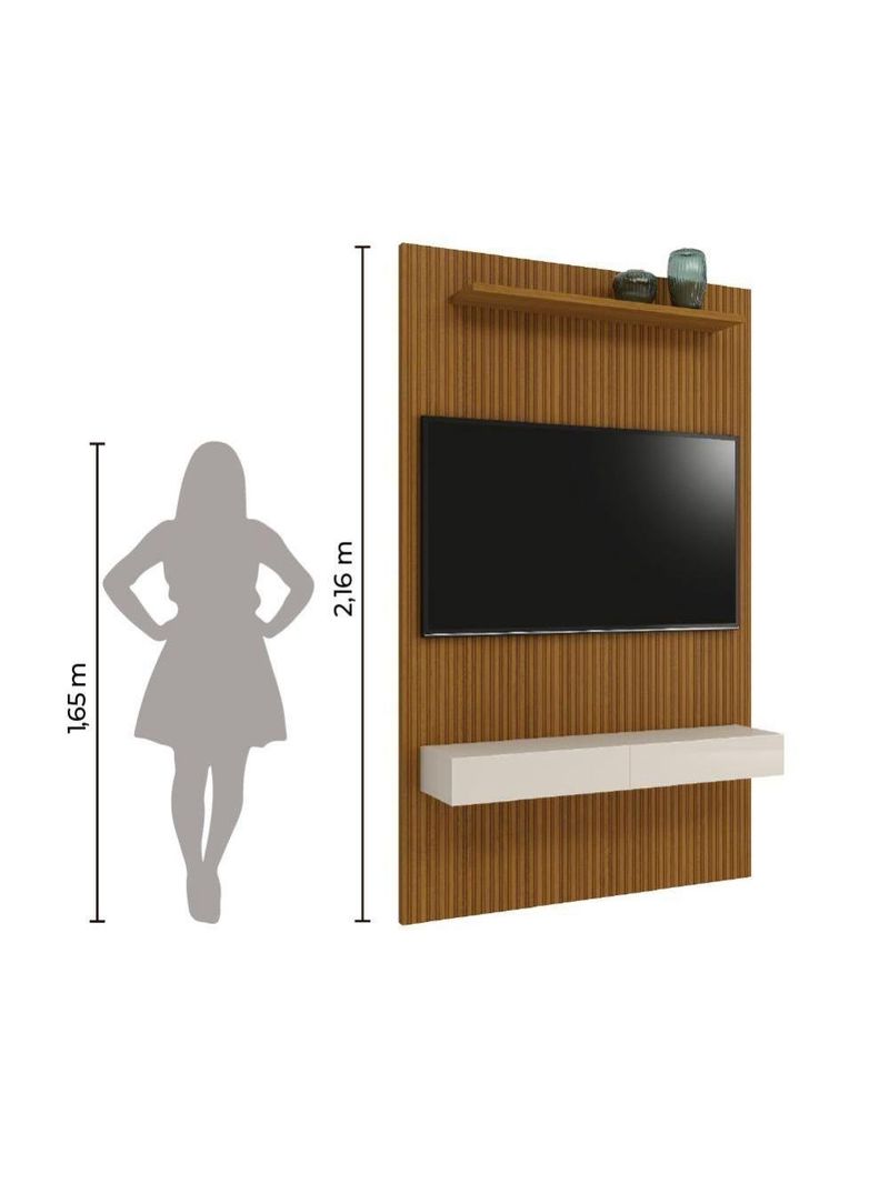 Painel TV Até 55" Ripado Egeo Com Nicho 1,35m Cedro