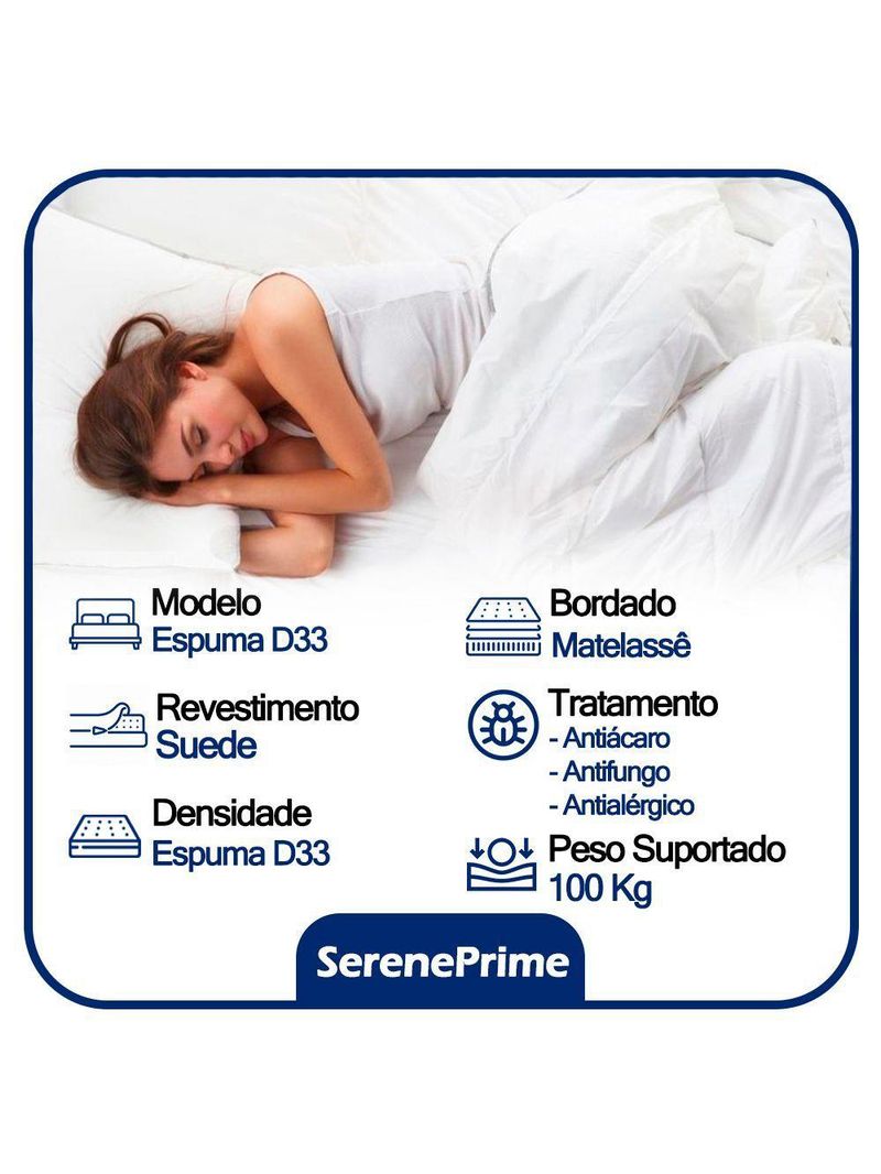 Cama Box Baú Solteiro Suede + Colchão De Espuma D33 - SerenePrime - 88cm Preto