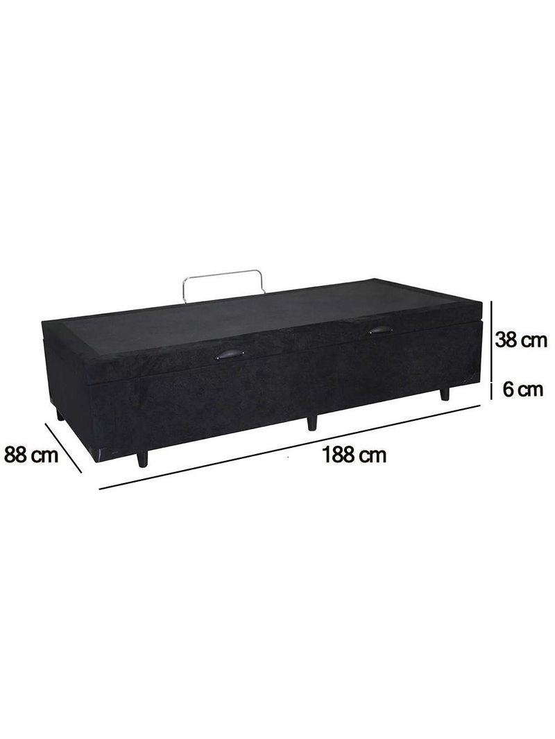 Cama Box Baú Solteiro Sintético Sereneprime Preto 88x188x44