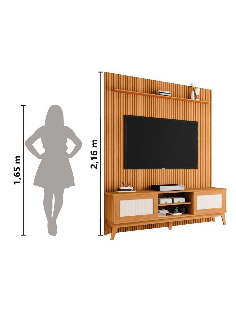 Rack Bancada Cairo Com Painel Para Tv Até 75"  Egeo Cedro