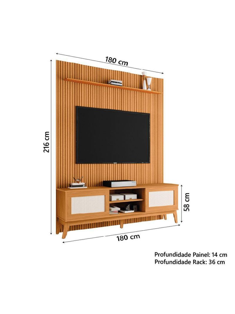 Rack Bancada Cairo Com Painel Para Tv Até 75"  Egeo Cedro