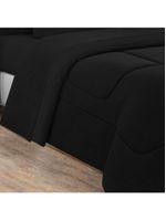 Kit Edredom + Jogo de Lençol Malha 100% Algodão Gran Moratta 7 Peças Queen - Preto/Preto
