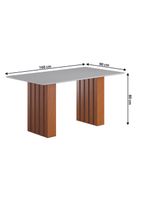 Conjunto De Mesa Sala De Jantar Ripada Tampo Com Vidro 1,60m 6 Cadeiras Santiago Dobuê Madeirado / Cinza