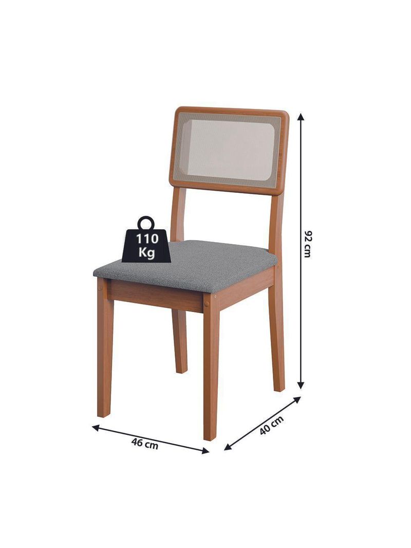 Conjunto De Mesa Sala De Jantar Ripada Tampo Com Vidro 1,60m 6 Cadeiras Santiago Dobuê Madeirado / Cinza
