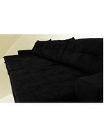Sofá Austrália 3,52 Mts Retrátil, Reclinável Com Molas E Pillow No Assento Tecido Suede Preto