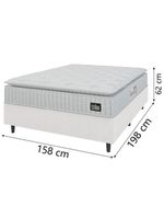 Cama Box Casal Queen Colchão Espuma D45 Lazio Pillow Top 158x198x62cm Branco Hellen