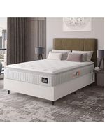 Cama Box Casal Queen Colchão Espuma D45 Lazio Pillow Top 158x198x62cm Branco Hellen