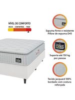 Cama Box Casal Queen Colchão Espuma D45 Lazio Pillow Top 158x198x62cm Branco Hellen