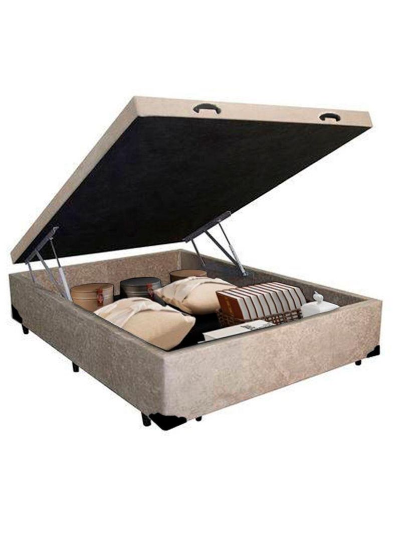 Cama Box Baú Casal Suede SerenePrime Bege 138x188x44