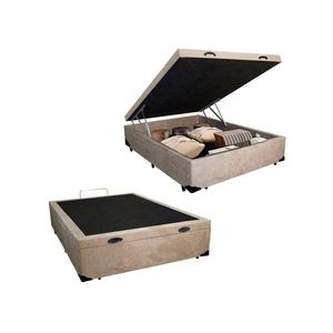 Cama Box Baú Casal Suede SerenePrime Bege 138x188x44