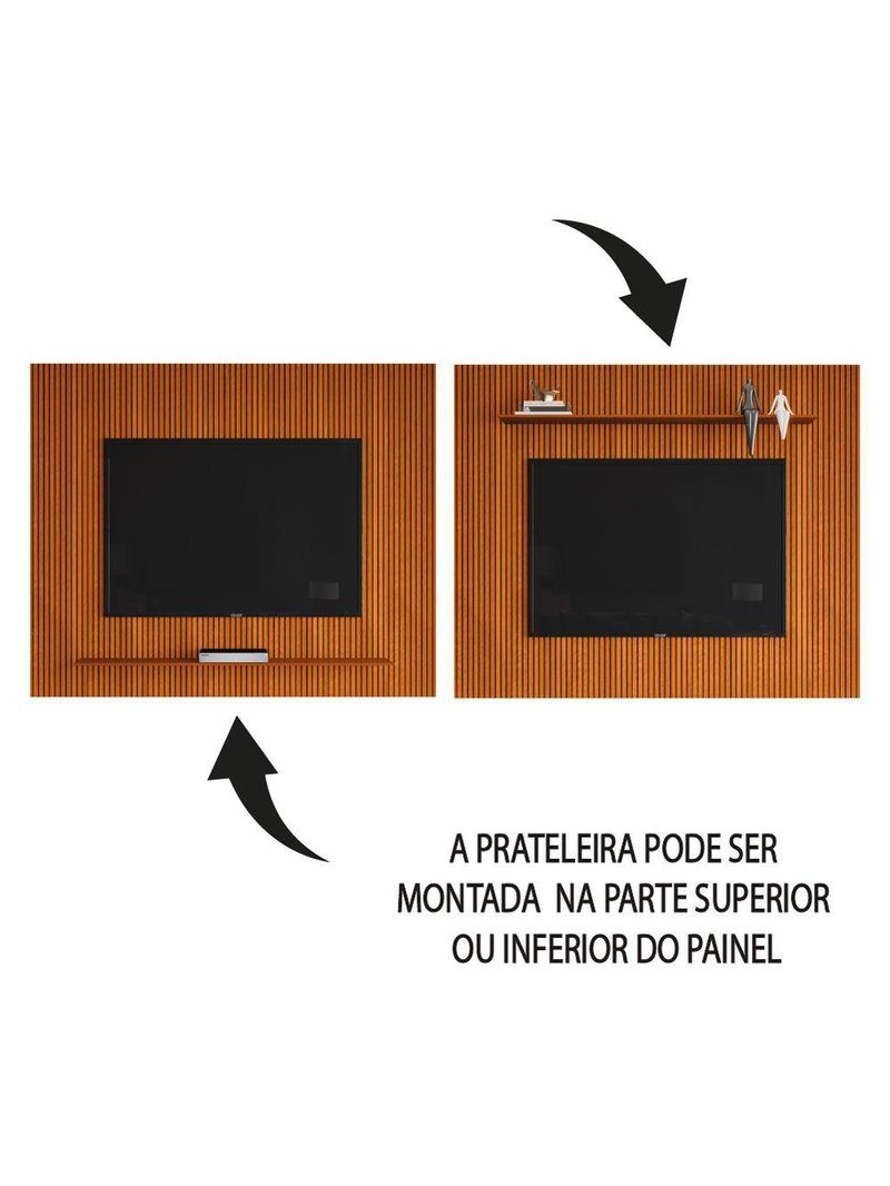 Painel Para Tv Até 75 Polegadas Ripado Impressão 3d Avante 1,79m Cedro Edn