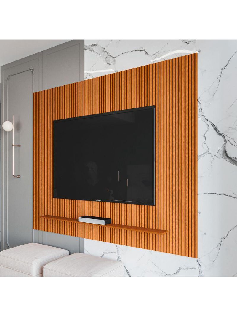 Painel Para Tv Até 75 Polegadas Ripado Impressão 3d Avante 1,79m Cedro Edn