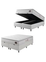 Cama Box Baú Casal Queen Colchão Espuma D33 Pillow Top Van Gogh 158x198x65cm Branco Hellen