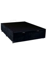 Cama Box Baú Casal Suede Serene Preto 138x188x44