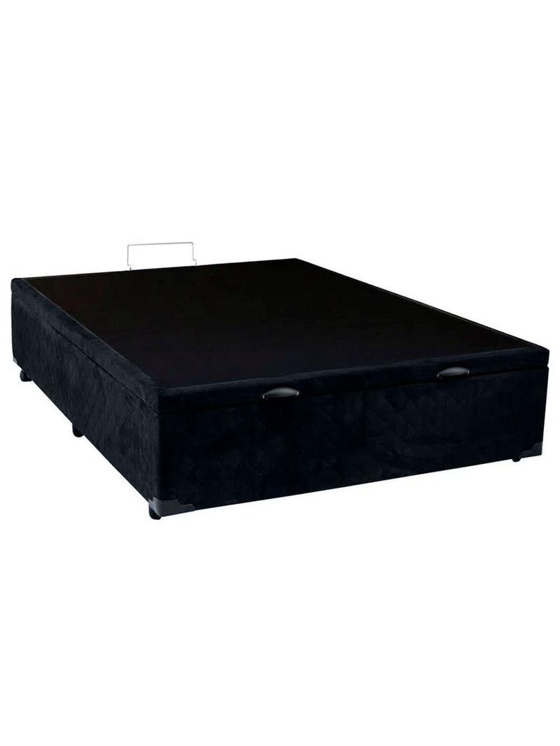 Cama Box Baú Casal Suede Serene Preto 138x188x44