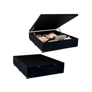 Cama Box Baú Casal Suede Sereneprime Preto 138x188x44