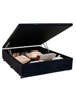 Cama Box Baú Casal Suede Serene Preto 138x188x44
