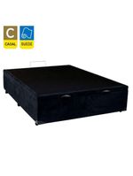 Cama Box Baú Casal Suede Serene Preto 138x188x44