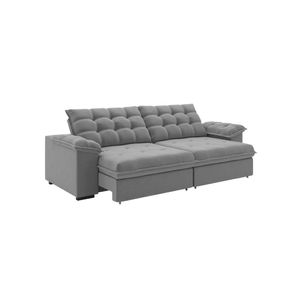 Sofá Retrátil E Reclinável Bipartido 2,50m 4 Lugares Palermo Slim Luizzi Chumbo