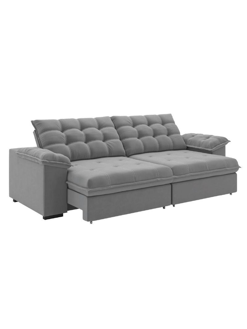 Sofá Retrátil E Reclinável Bipartido 2,50m 4 Lugares Palermo Slim Luizzi Chumbo