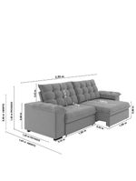 Sofá Retrátil E Reclinável Bipartido 2,50m 4 Lugares Palermo Slim Luizzi Chumbo