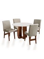Mesa Sala De Jantar 4 Cadeiras Redonda 1,03m Cedro/Off White