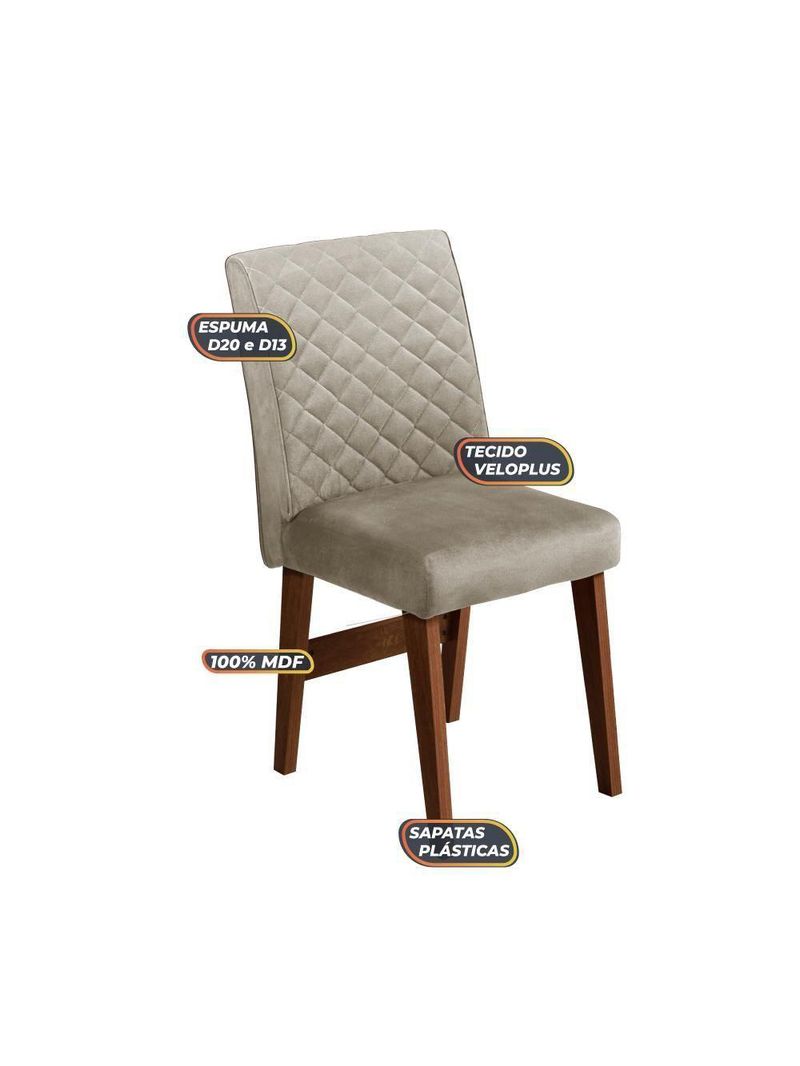 Mesa Sala De Jantar 4 Cadeiras Redonda 1,03m Cedro/Off White