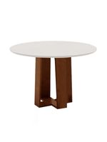 Mesa Sala De Jantar 4 Cadeiras Redonda 1,03m Cedro/Off White