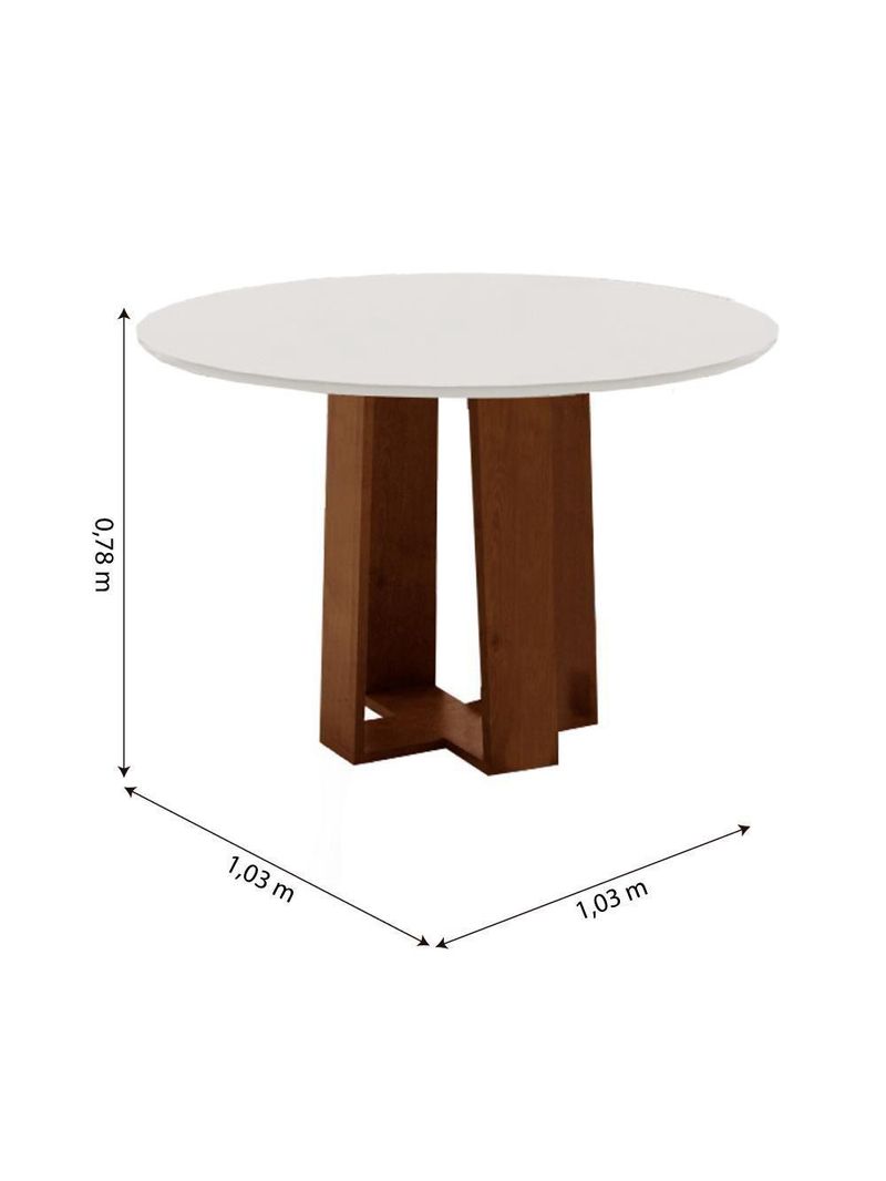 Mesa Sala De Jantar 4 Cadeiras Redonda 1,03m Cedro/Off White