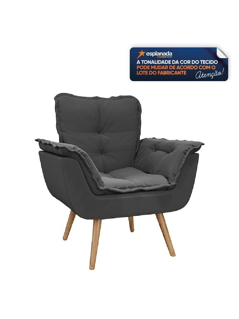 Kit 2 Poltronas Decorativas Dubai Para Sala Veludo Cinza Selmer