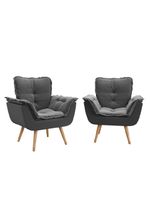 Kit 2 Poltronas Decorativas Dubai Para Sala Veludo Cinza Selmer