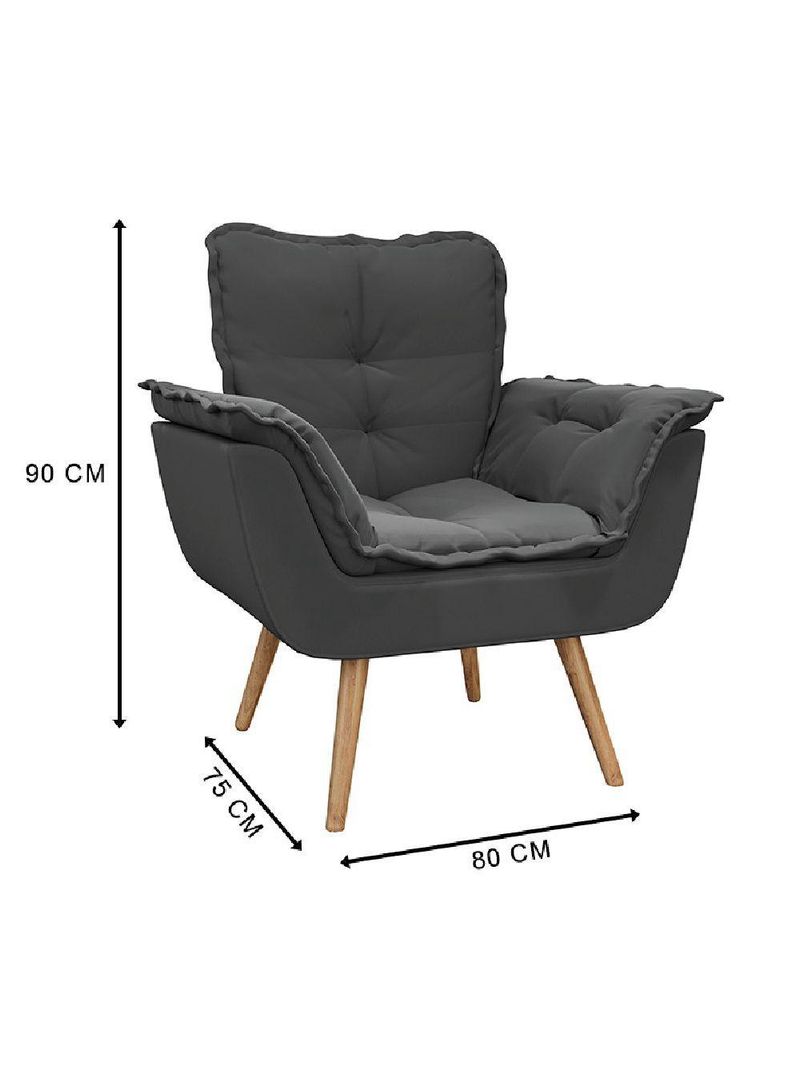 Kit 2 Poltronas Decorativas Dubai Para Sala Veludo Cinza Selmer