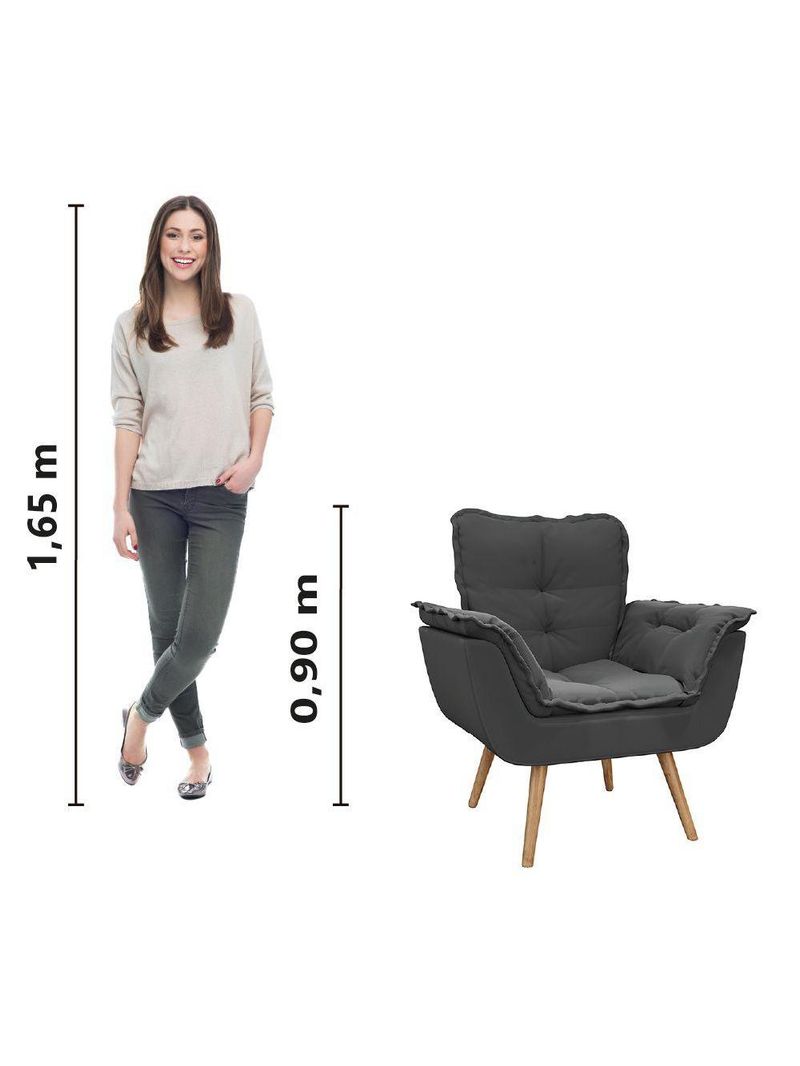 Kit 2 Poltronas Decorativas Dubai Para Sala Veludo Cinza Selmer