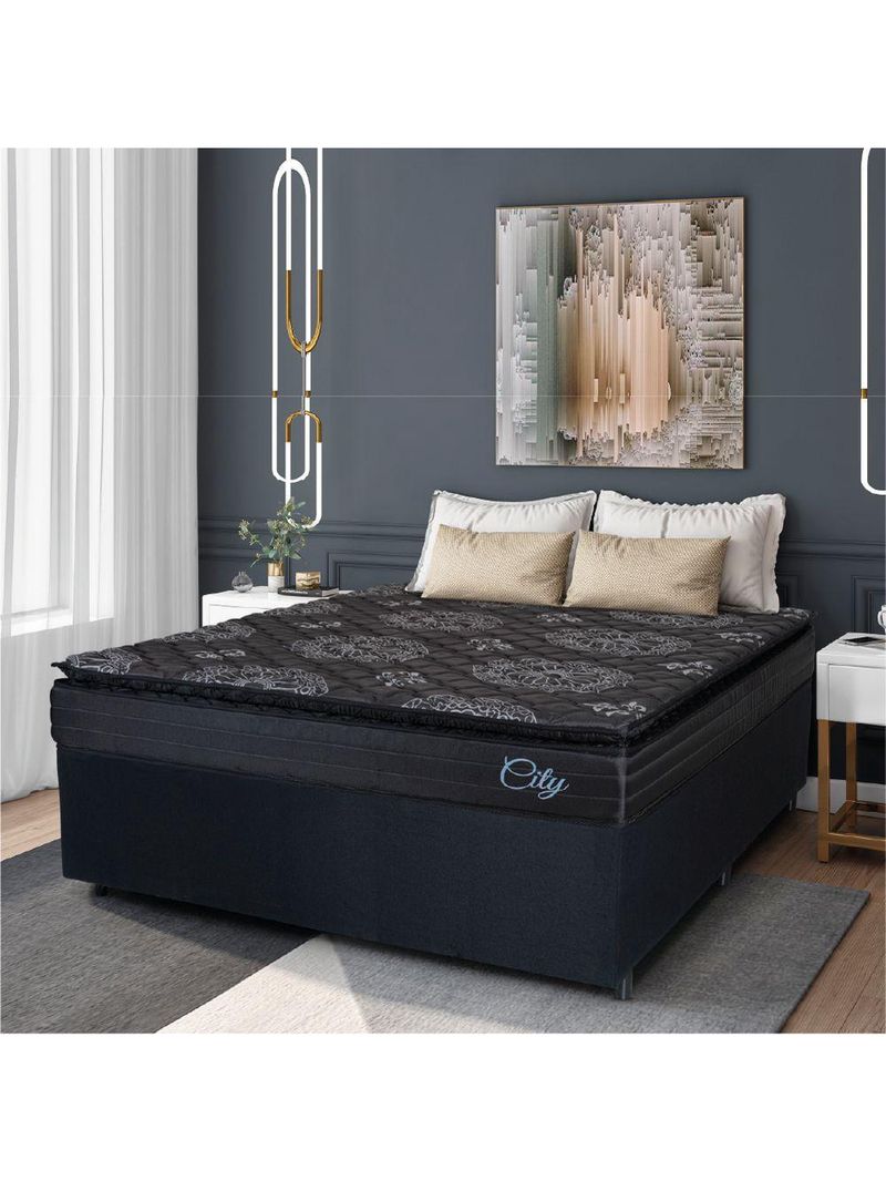 Cama Box Casal Queen Colchão City Pillow Top Hellen