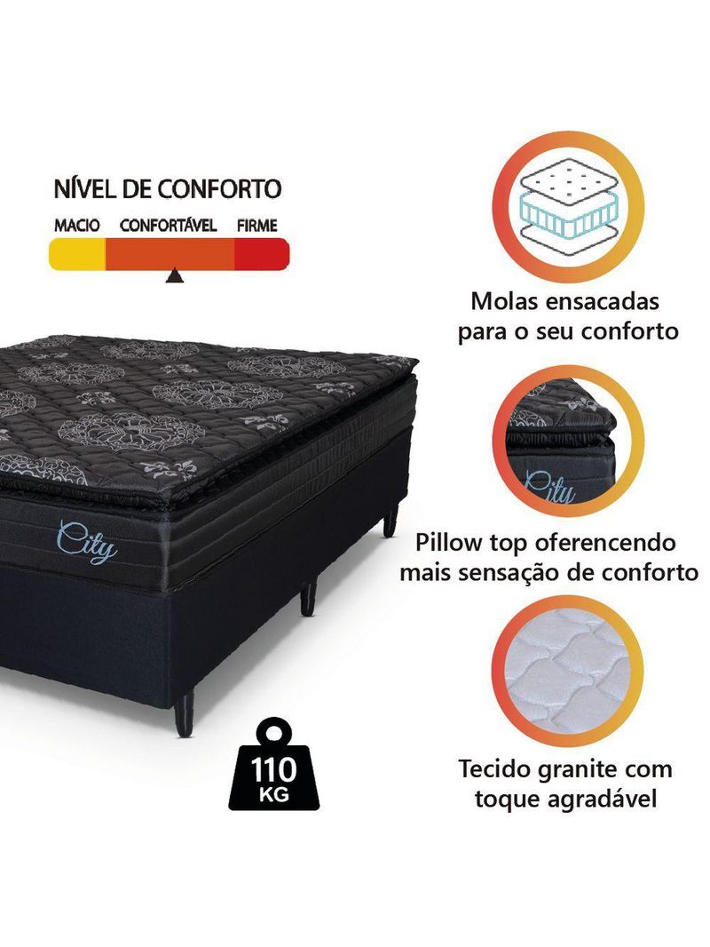 Cama Box Casal Queen Colchão City Pillow Top Hellen